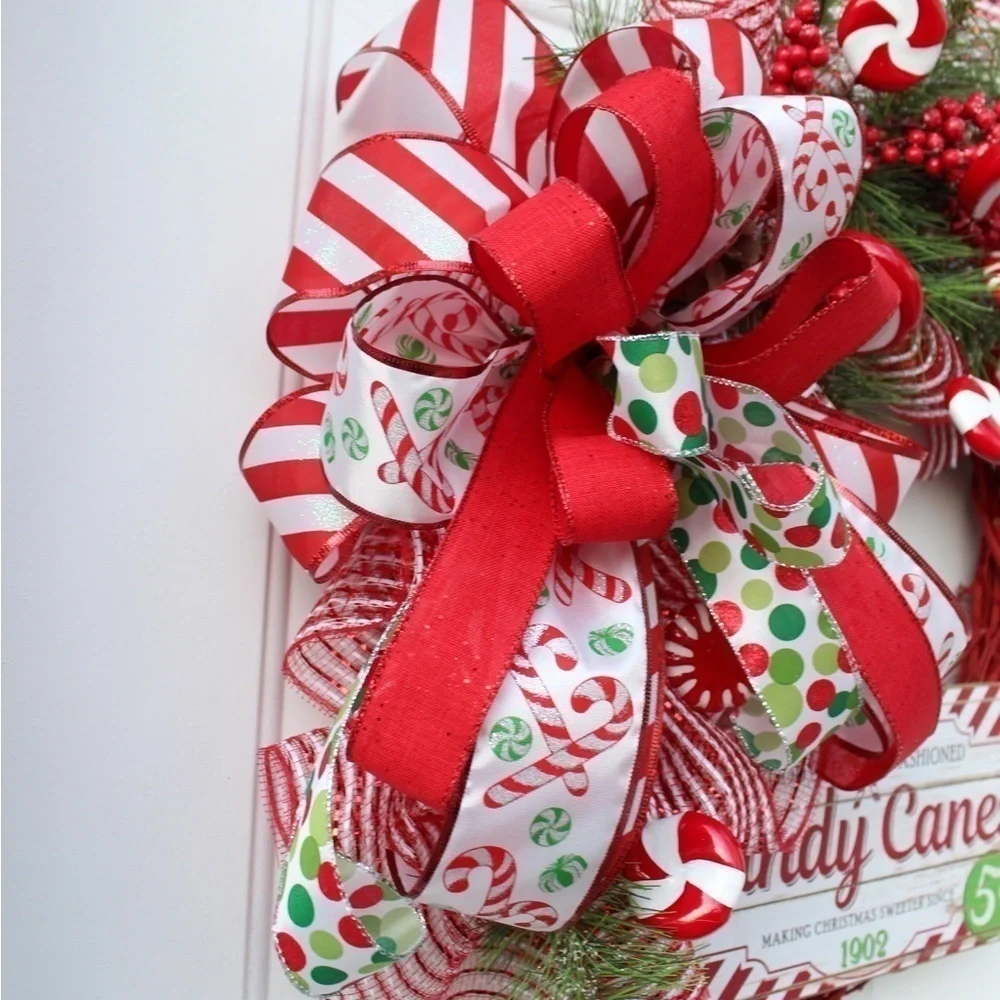 Candy Cane Christmas Wreath for Front Door
